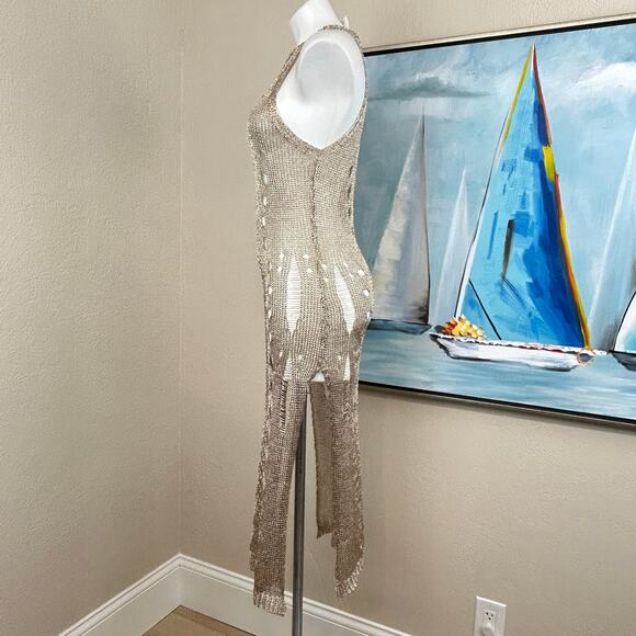 Muche et Muchette Crochet Cover Up Metallic Gold one size - Picture 4 of 7